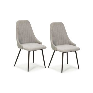 Tousmesmeubles Duo de chaises pivotantes Simili Cuir/Tissu Gris - LEMA - L 50 x l 55 x H 90 cm