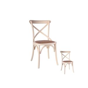 Tousmesmeubles Duo de chaises Bois Crème - BRETT - L 46 x l 42 x H 87 cm - Publicité