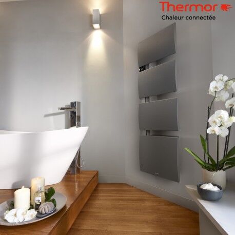 THERMOR Sèche-serviettes électrique Thermor SYMPHONIK gris roche- 1750W (700 + 1000) mât à droite- 490613 THERMOR Sèche-serviettes électrique Thermor SYMPHONIK gris roche- 1750W (700 + 1000) mât à droite- 490613
