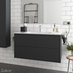 Meuble Salle De Bain Noir Mat Et Lavabo 1000 Optimus - Salgar 87828