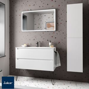 Meuble Salle De Bain Monterrey 100cm 2 Tiroirs Blanc Brillant - Salgar 26681