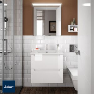 Meuble Salle De Bain Monterrey 60cm 2 Tiroirs Blanc Brillant - Salgar 26675