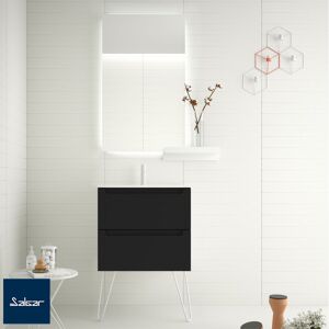 Meuble Salle De Bain Monterrey 60cm 2 Tiroirs Black Velvet - Salgar 91039