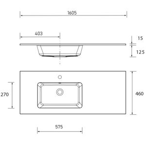 Plan Vasque Vilna 1605 Coquette À Droite Pour Meuble De 800 Mineralsolid Mat - Salgar 97055