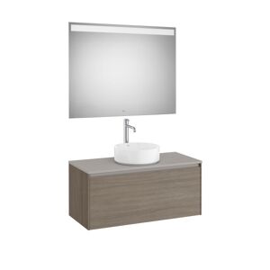 Ona Pack Meuble 1t+plan Pr Lav Centre+miroir 1000 Orme Fonce-Roca A851714511