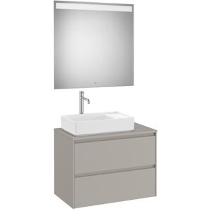 Ona Pack Meuble 2t + Plan Pr Lav Gche + Miroir 800 Gris Mat-Roca A851717510