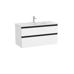 The Gap Unik 2 Tiroirs Lavabo Slim Centre 1000 Mm Blanc Mat/poignees Noires - Roca A851852509