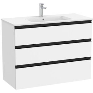 The Gap Unik 3 Tiroirs Lavabo Centre Slim 1000 Mm Blanc Mat/poignees Noires - Roca A851853509