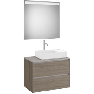 Ona Pack Meuble 2t+plan Pr Lav Dte+miroir 800 Orme Fonce-Roca A851715511