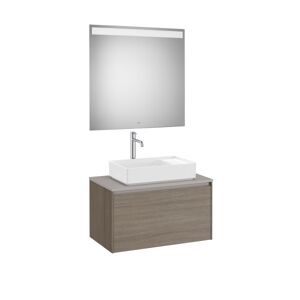 Ona Pack Meuble 1t+plan Pr Lav Centre+miroir 800 Orme Fonce-Roca A851712511