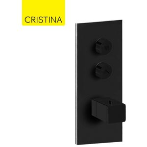 Facade Thermo Twist Thermostatique 2 Sorties Noir Mat Quadri - Cristina Ondyna Xq61213