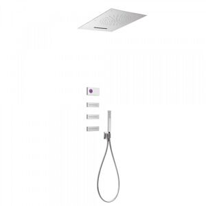 Kit De Douche Thermostatique Électronique Et Encastre Shower Technology Avec Contrôle Électronique Compris (Blanc) - Tres 092864