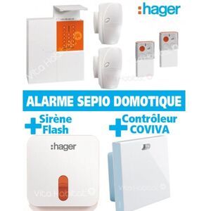 Pack Alarme Radio Sepio Domotique Rlp306f Avec Sirene Exterieure - Sans Fil - Logisty Hager Rlp306f