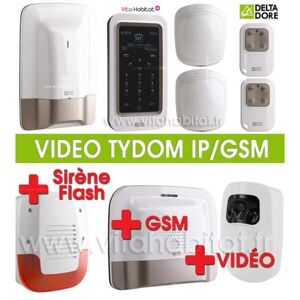 Pack Alarme Radio Tyxal Plus + Sirène + Pack Tydom Vidéo Ip/gsm 2.0 - Delta Dore - 6410176 + 6410173 - Publicité