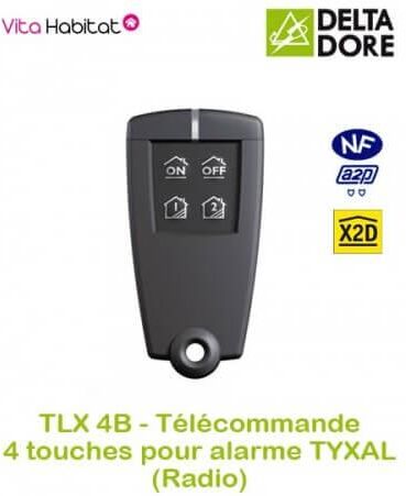 DELTA DORE TLX 4B - Télécommande 4 touches pour alarme TYXAL (pile fournie) - 6413239