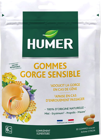 Humer Gommes Gorge Sensible Adoucit la gorge dès 6 ans 30 gommes