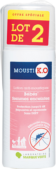 Mousti K.O Lotion anti-moustiques - Bébé 6mois femmes enceintes 100ml lot de 2