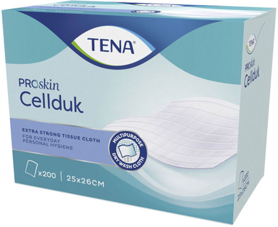 TENA Proskin Cellduk Lingettes Sèches 25 x 26cm 200 unités