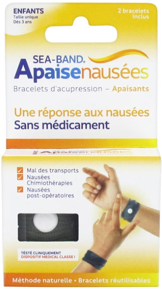 Sea-Band Enfant Bracelet Anti-Nausées Noir 2 unités