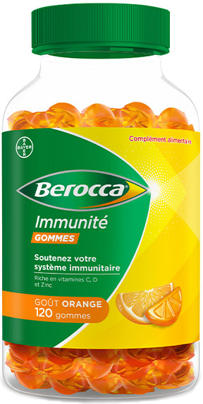 Berocca® Immunité 120 gummies Multivitamines et Minéraux Complément Alimentaire Goût Orange