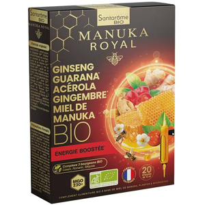 Santarome Bio Ginseng Guarana Acerola Miel de Manuka Bio 20 ampoules