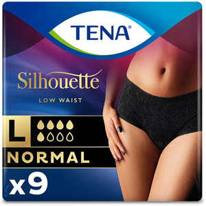 TENA Silhouette Sous-Vetement Taille Basse Noir Normal Taille L 9 unites