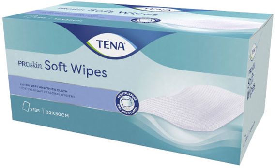 TENA Proskin Soft Wipe Lingettes Sèches 30 x 32cm 135 unités