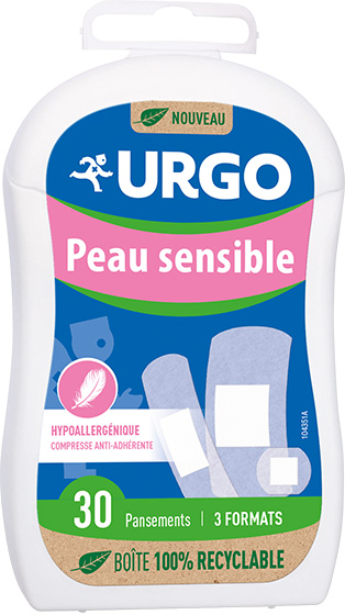 Urgo Premiers Soins Pansement Peau Sensible 3 Formats 30 unités