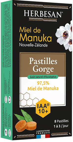 Herbesan Miel de Manuka IAA10+ Pastilles Gout Eucalyptus 20g