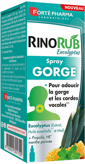 Forté Pharma RinoRub Spray Gorge irritée Toux Huile Essentielle Menthe Miel 15ml