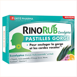 Forté Pharma RinoRub Pastilles Gorge Toux Eucalyptus Menthe Poivrée 20