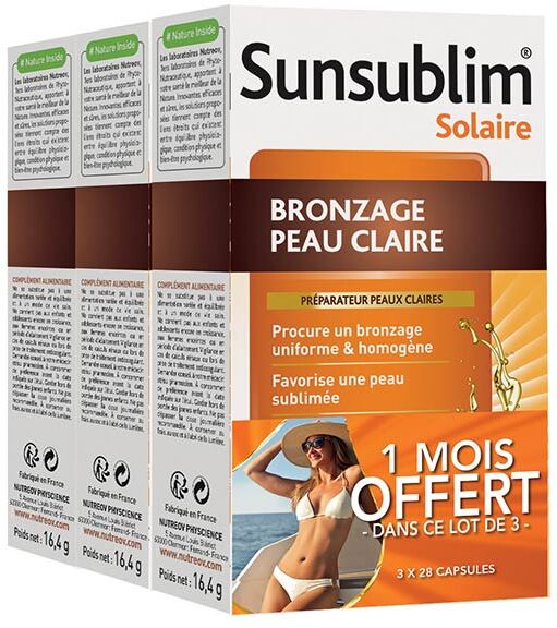 Nutreov Physcience Sunsublim Bronzage Peau Claire Lot de 2 x 28 capsules + 28 Offertes