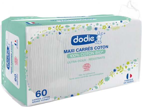 Dodie Maxi Carrés Coton Bio 60 unités