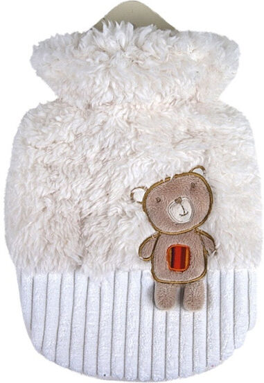 Astrodif Sanger Bouillotte Bébé Caoutchouc Naturel Enveloppe Peluche et Velours 0.8l Nounours