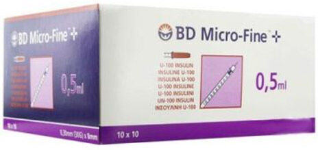 Becton Dickinson BD Micro-Fine Seringue Insuline 0,5ml 8x0,30mm 100 Unités