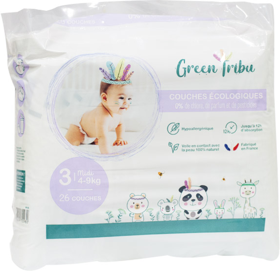 Green Tribu Couches Écologiques Taille 3 4-9 kg 26 Unités