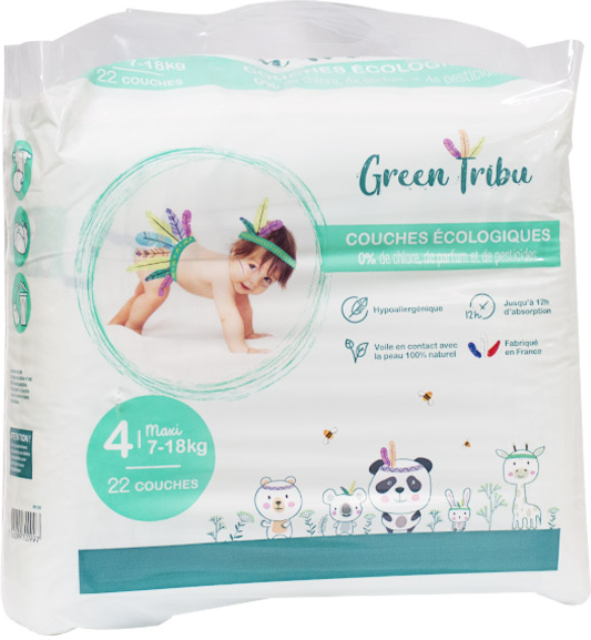 Green Tribu Couches Écologiques Taille 4 7-18 kg 22 Unités