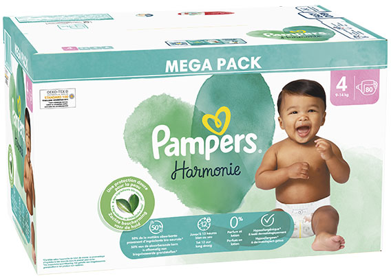 Pampers Harmonie Couches Taille 4 80 Couches 9kg - 14kg Protection Douce Pour La Peau