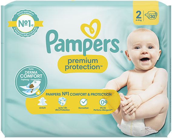 Pampers Premium Protection Taille 2 Couches x30 4kg - 8kg Notre N°1 Pour Le Confort & La Protection