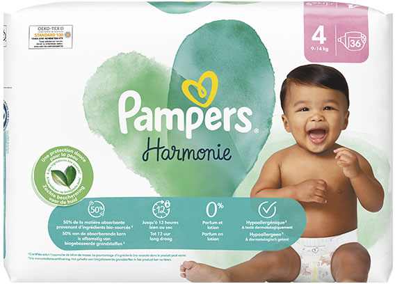 Pampers Harmonie Couches Taille 4 36 Couches 9kg - 14kg Protection Douce Pour La Peau