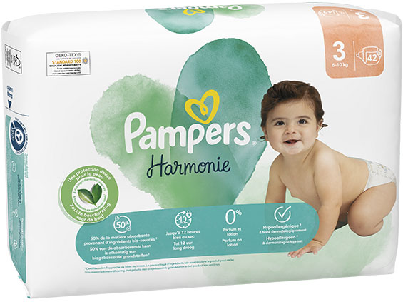 Pampers Harmonie Couches Taille 3 42 Couches 6kg - 10kg Protection Douce Pour La Peau