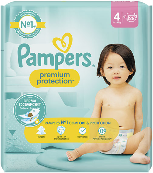 Pampers Premium Protection Taille 4 Couches x25 9kg - 14kg Notre N°1 Pour Le Confort & La Protection