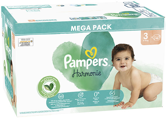 Pampers Harmonie Couches Taille 3 90 Couches 6kg - 10kg Protection Douce Pour La Peau