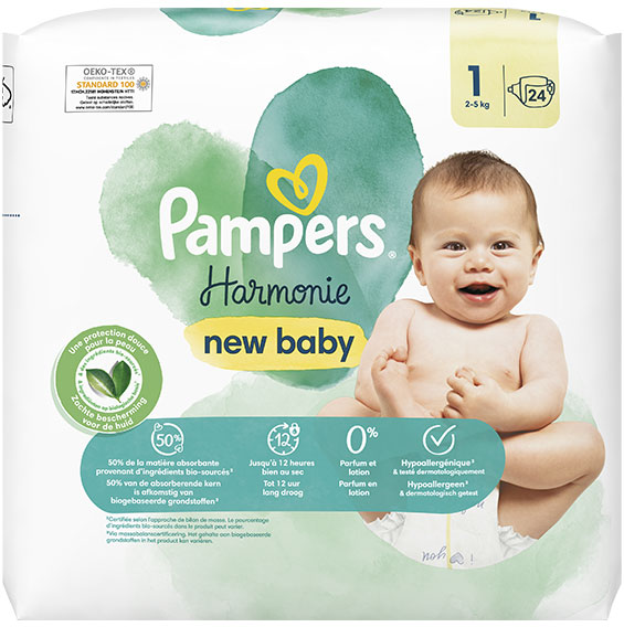 Pampers Harmonie Couches Taille 1 24 Couches 2kg - 5kg Protection Douce Pour La Peau