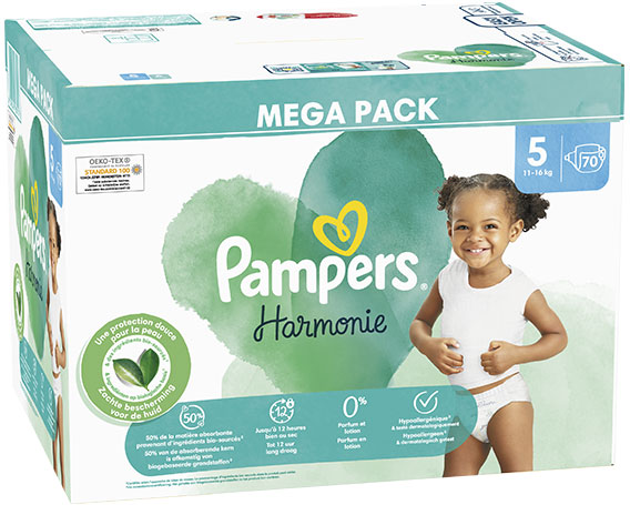 Pampers Harmonie Couches Taille 5 70 Couches 11kg - 16kg Protection Douce Pour La Peau