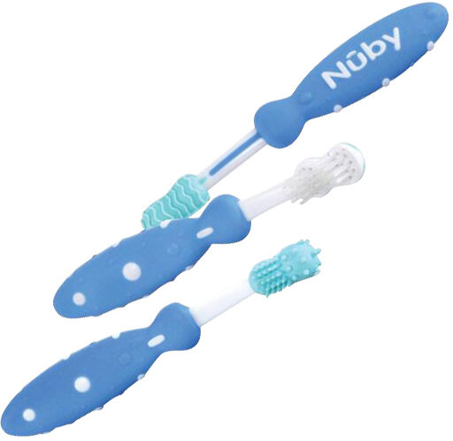 Nuby Set Evolutif Brosse à Dents Bleu +3 mois