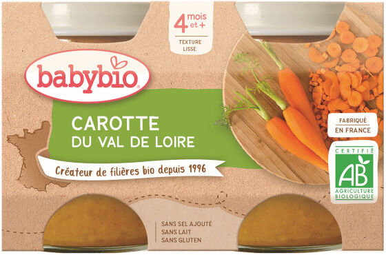 Babybio Mes Légumes Pot Carotte +4m Bio 2 x 130g