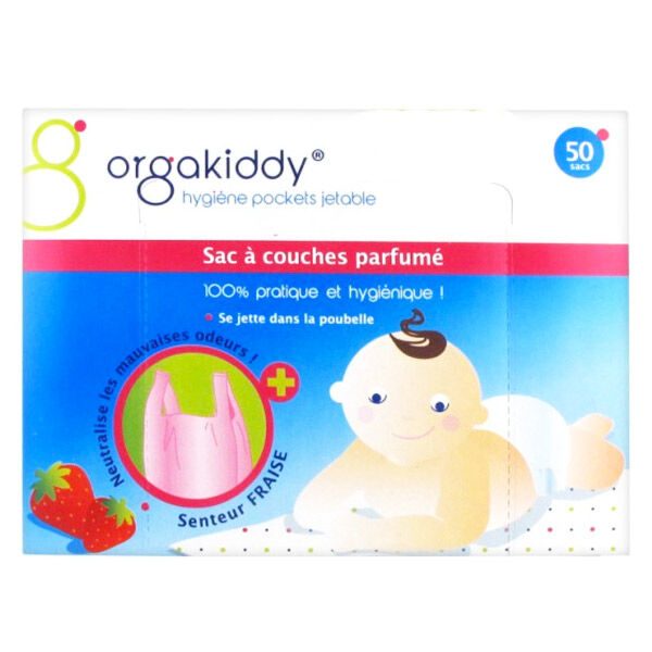 Orgakiddy Sac à Couches Parfumé Fraise 50 Unités