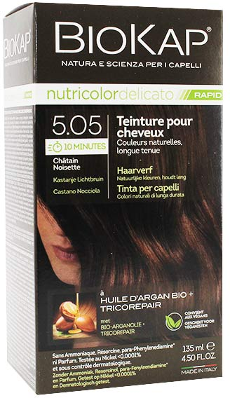 Biokap Nutricolor Delicato Rapid Teinture pour Cheveux 5.05 Chatain Noisette 135ml