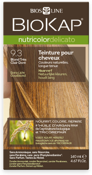 Biokap Nutricolor Delicato Teinture pour Cheveux 9.3 Blond Très Clair Doré 140ml